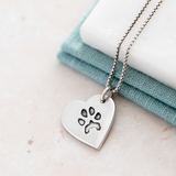 Paw print necklace - fine silver link chain